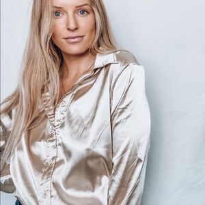 Champagne satin front shirt